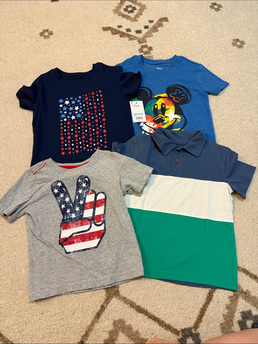 Disney Blue Mickey & Patriotic Graphic Kids Tee Set